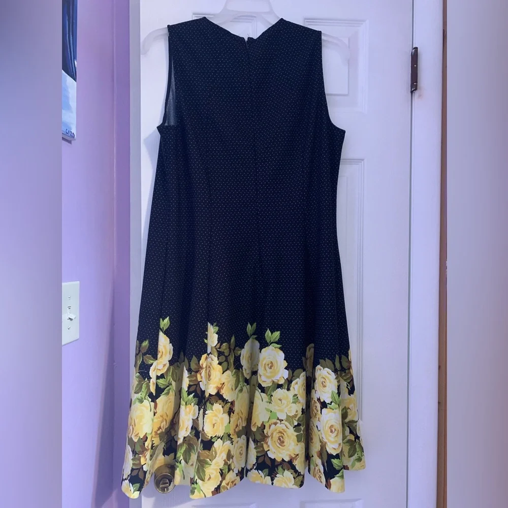 JONES STUDIO POLKA DOT AND ROSES A-LINE DRESS - Picture 4 of 5